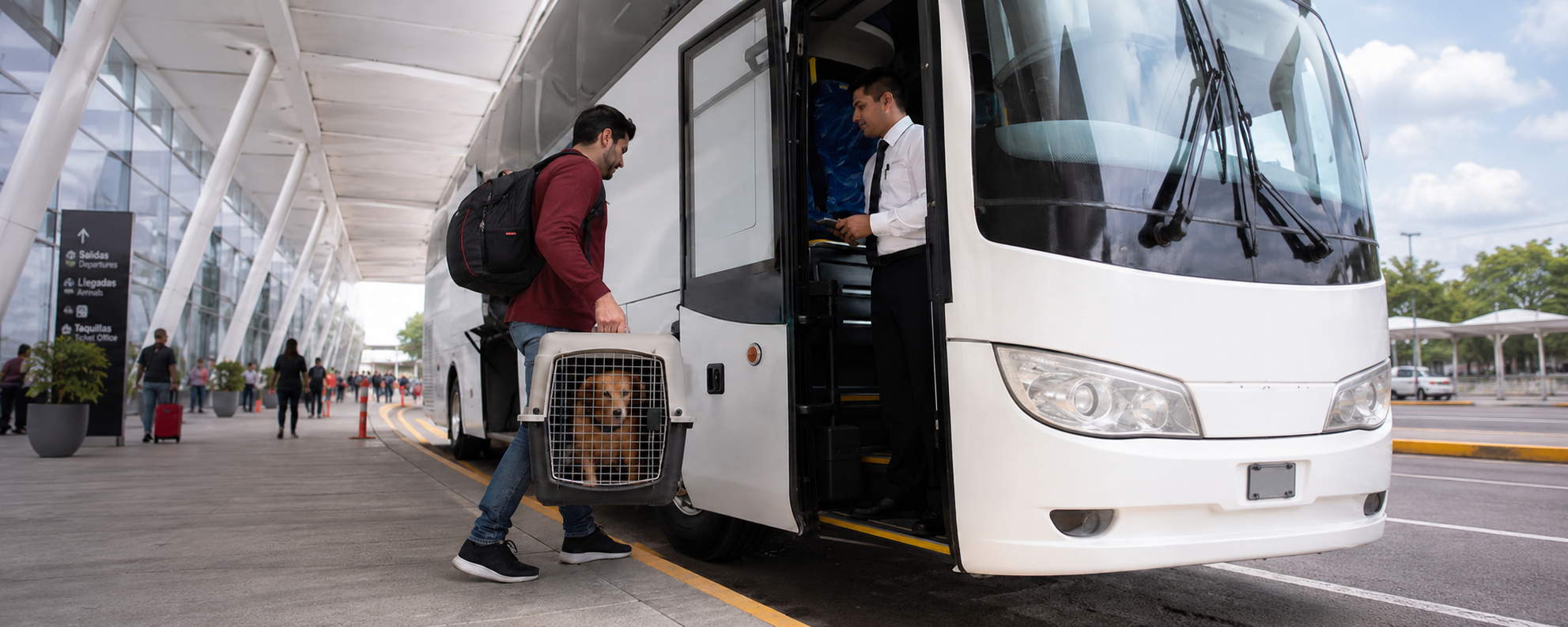 viajar con mascotas en autobús en Uruguay, montandose en omnibus con mascota
